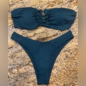 Bikini Bandeau Top and Cheeky Bottoms Size M(6) Removable Pads